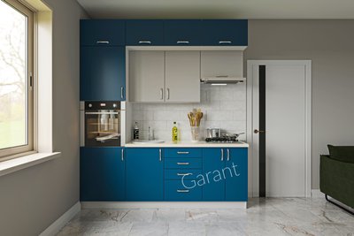 Кухонний комплект Софт 2,2м Garant шовково-сірий/зелено-синій (без стільниці) 13218 фото