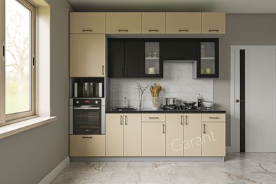 Кухонний комплект Софт 2,6м Garant бежевий/чорний янтар (без стільниці) 13219 фото