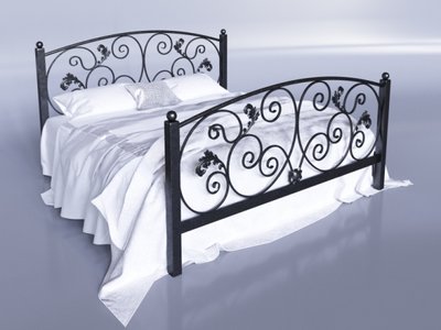Ліжко полуторне 140х200+ламель Магнолія Tenero чорний 7488 фото